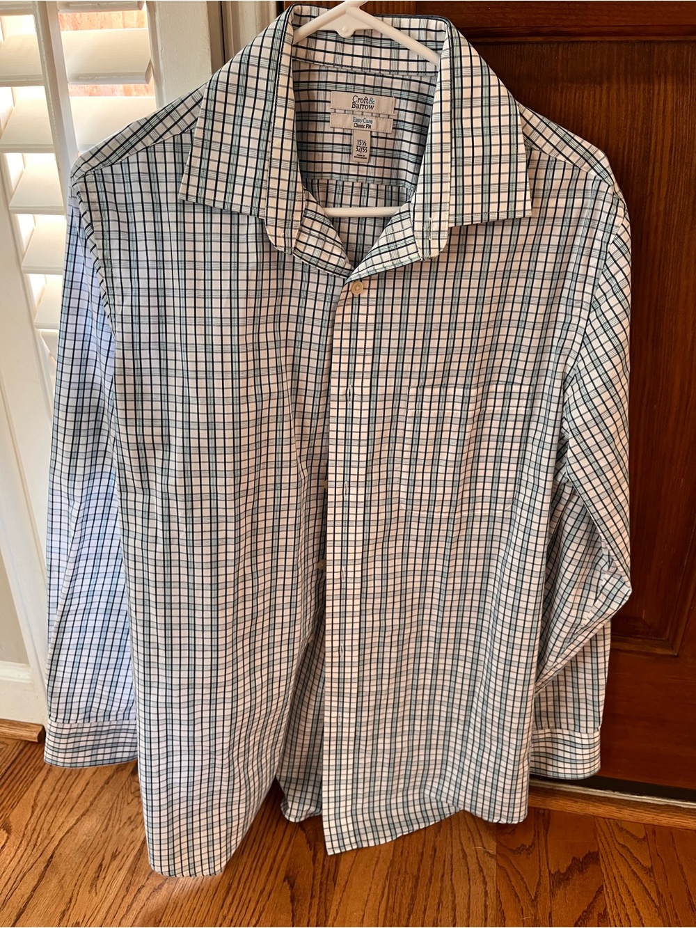 croft & barrow Men's Blue and White Grid Dress Shirt